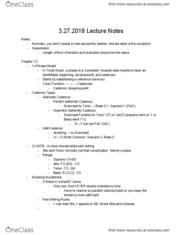 MUSC 131 Lecture 17: Notes - 3.27.2018 thumbnail