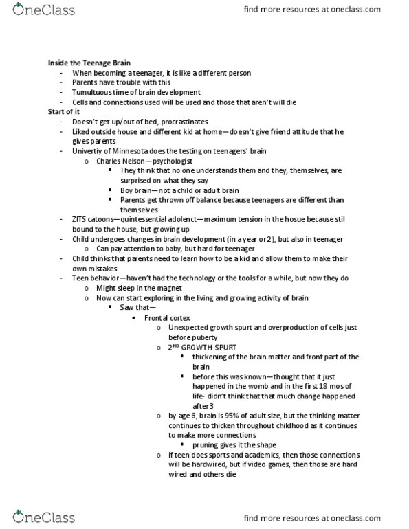 EDHD 320 Lecture Notes - Lecture 8: Frontal Lobe, Prefrontal Cortex, Cognitive Flexibility thumbnail