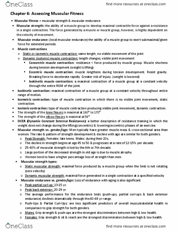 EXCI 252 Lecture Notes - Lecture 6: Grip Strength, Isotonic Contraction, Muscle Atrophy thumbnail