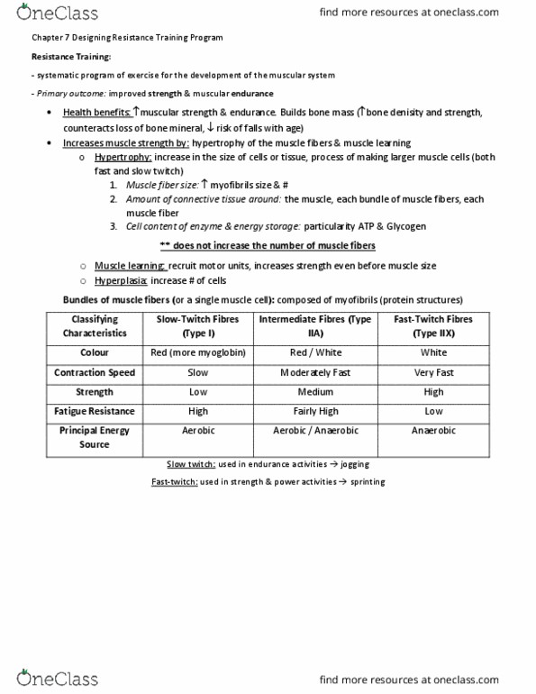 EXCI 252 Lecture Notes - Lecture 7: Muscle Hypertrophy, Myocyte, Bone Mineral thumbnail