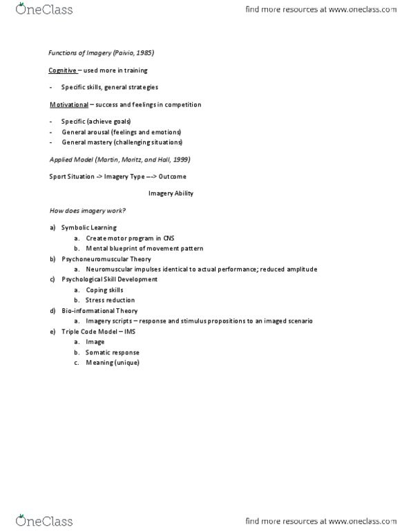 Kinesiology 1088A/B Lecture Notes - Motor Program thumbnail