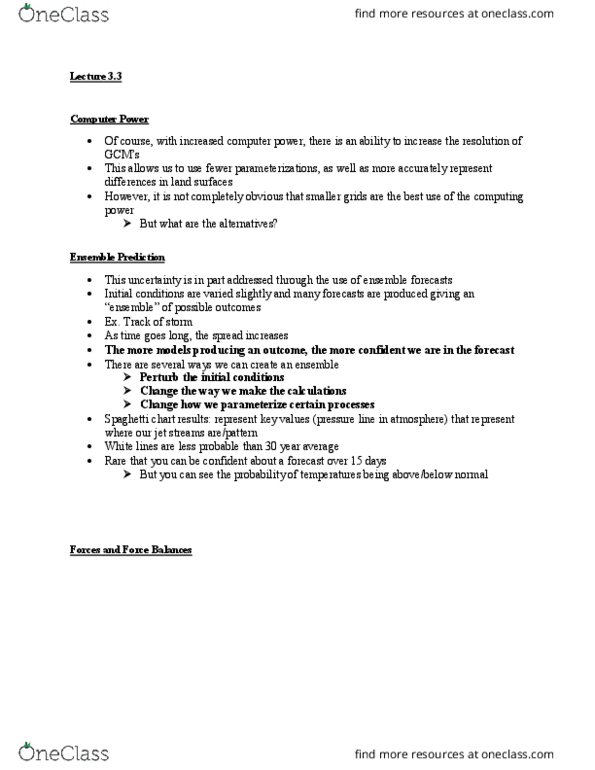 ATOC 184 Lecture Notes - Lecture 3: Ensemble Forecasting, Coriolis Force, Pressure-Gradient Force thumbnail