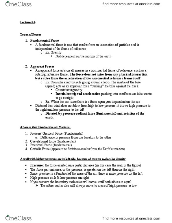 ATOC 184 Lecture Notes - Lecture 3: Rotating Reference Frame, Pressure-Gradient Force, Coriolis Force thumbnail