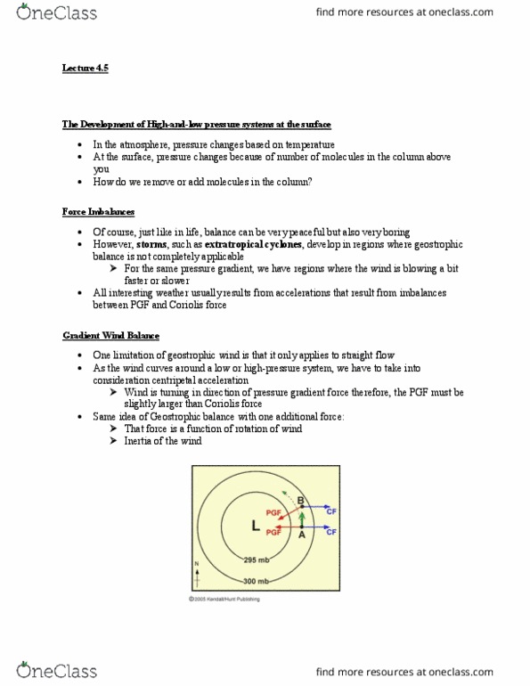 ATOC 184 Lecture Notes - Lecture 4: Pressure-Gradient Force, Geostrophic Wind, Coriolis Force thumbnail