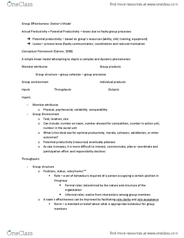 Kinesiology 1088A/B Lecture Notes - Social Loafing thumbnail