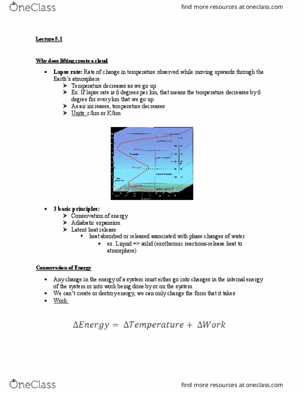 ATOC 184 Lecture Notes - Lecture 5: Adiabatic Process, Lapse Rate, Latent Heat thumbnail