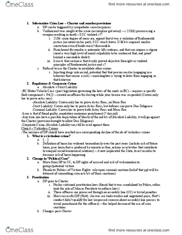 LAWS 3306 Lecture Notes - Lecture 6: Victimless Crime, Actus Reus, Strict Liability thumbnail