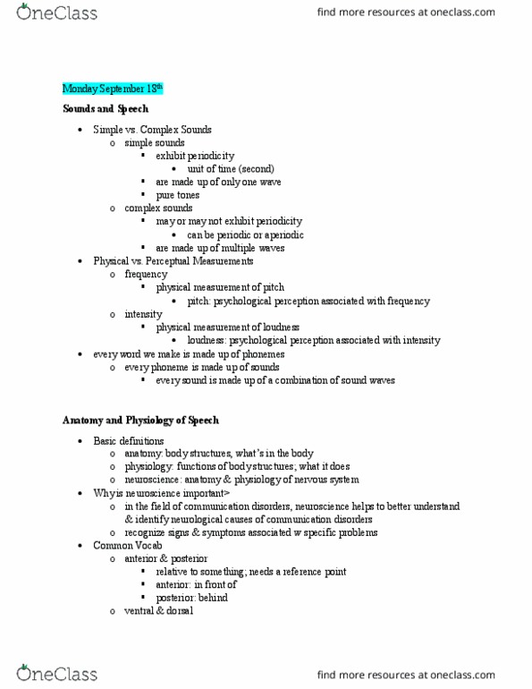 SLHS 1150 Lecture Notes - Lecture 5: Phoneme, Central Nervous System, Vocal Folds thumbnail