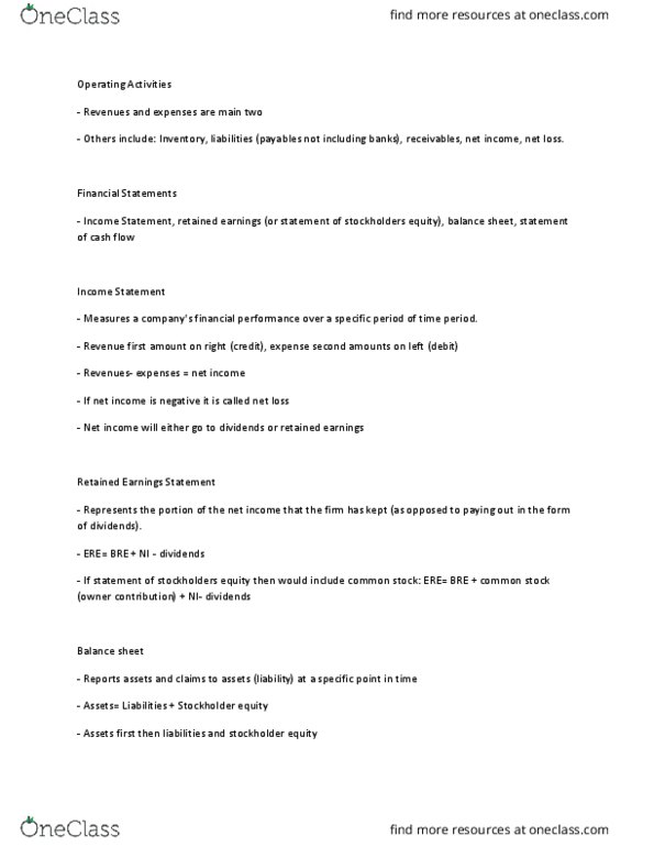 ACG 2021 Lecture Notes - Lecture 23: Retained Earnings, Net Income, Income Statement thumbnail