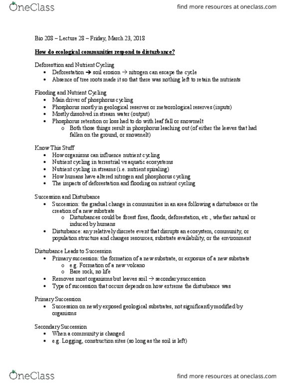 BIOL208 Lecture Notes - Lecture 28: Phosphorus Cycle, Secondary Succession, Primary Succession thumbnail