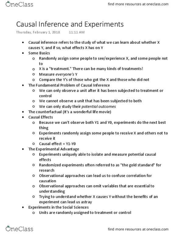 SMPA 2151 Lecture Notes - Lecture 5: Causal Inference, Covariate thumbnail