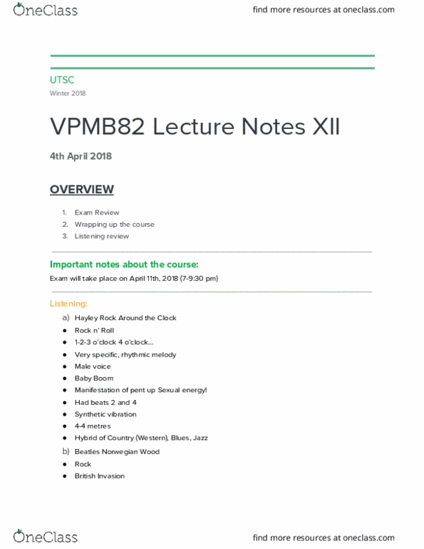 VPMB82H3 Lecture Notes - Lecture 12: Depeche Mode, Cbgb, Party Music thumbnail
