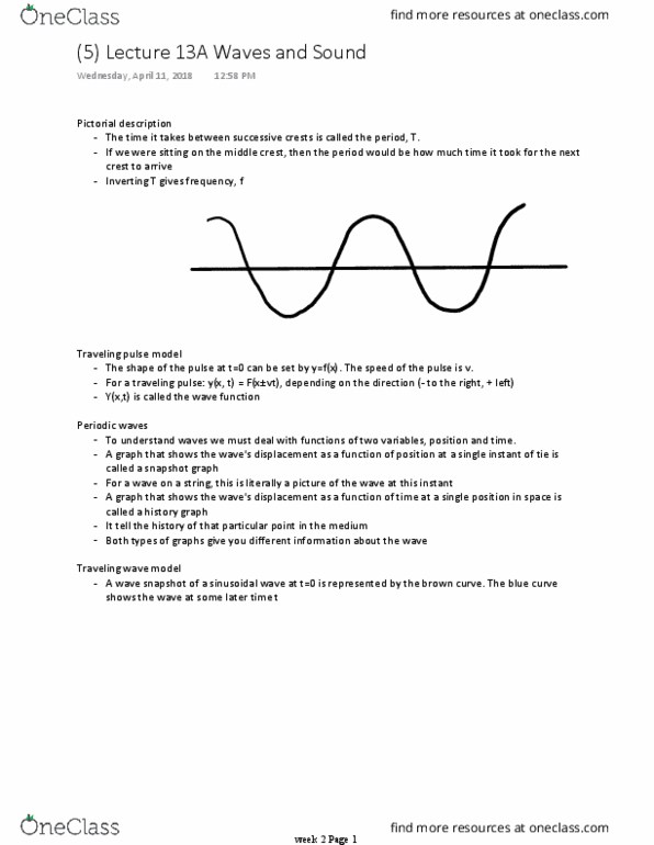 PHYS 1C Lecture Notes - Lecture 5: Sound, Farad, Dependent And Independent Variables thumbnail