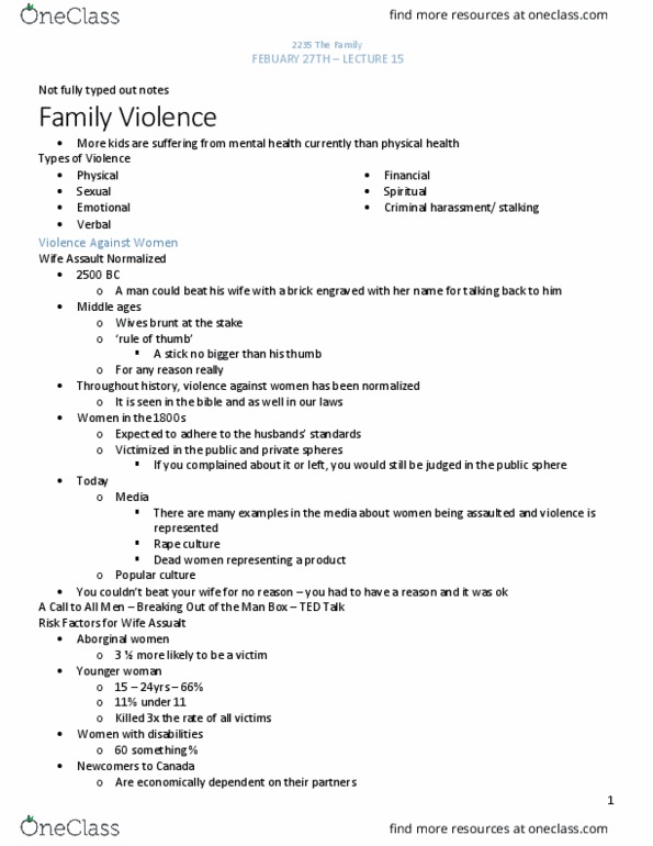 Sociology 2235 Lecture Notes - Lecture 15: Rape Culture, Child Sacrifice thumbnail