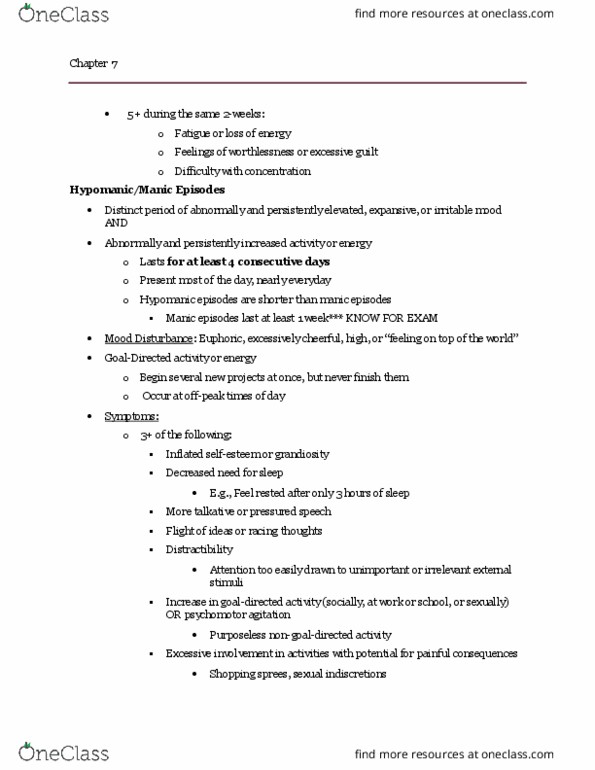 PSY-303 Lecture Notes - Lecture 13: Major Depressive Disorder, Major Depressive Episode, Seasonal Affective Disorder thumbnail