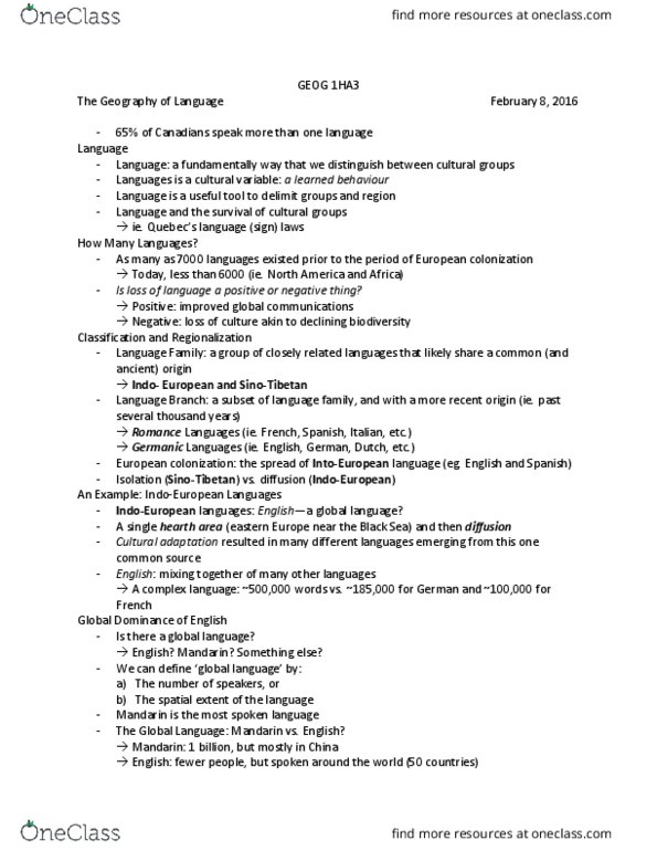 GEOG 1HA3 Lecture 7: The Geography of Language thumbnail