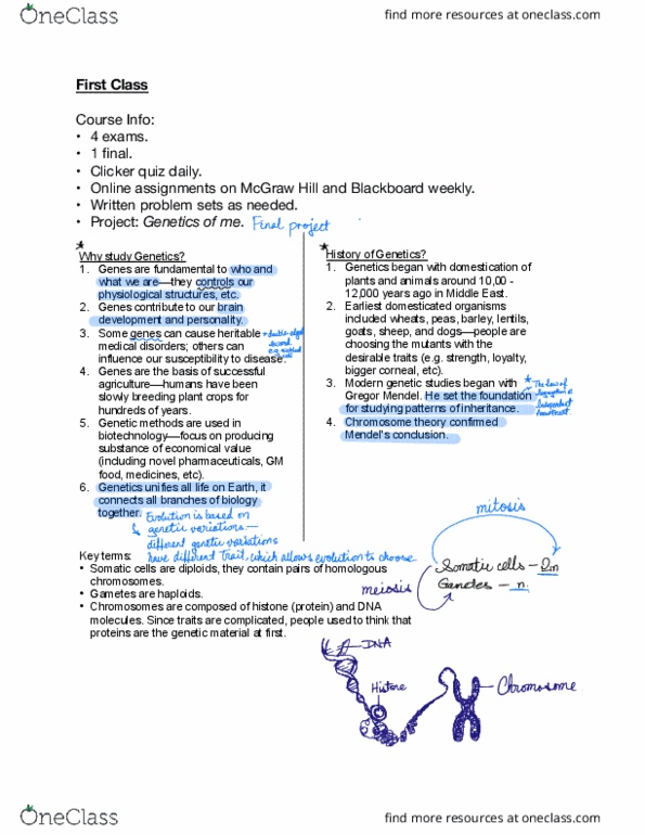 BIO 326 Lecture Notes - Lecture 1: Gregor Mendel, Mcgraw-Hill Education, Restriction Enzyme thumbnail