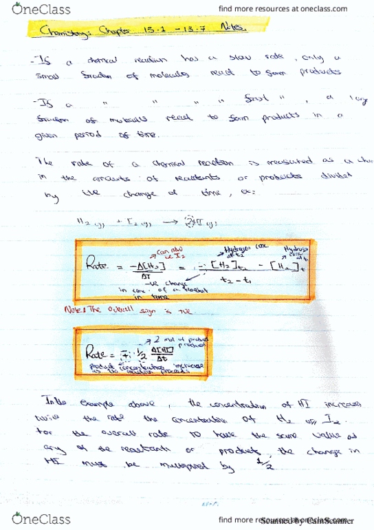 CHMA11H3 Chapter 13: CHMA11: Chapter 13 Notes + FORMULAS thumbnail