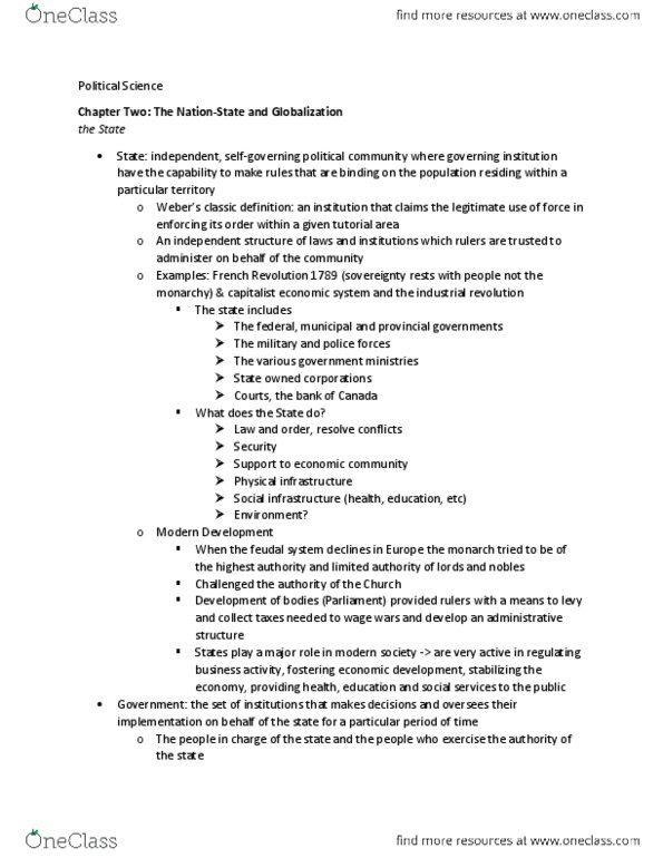 PO111 Chapter Notes - Chapter 2: Industrial Revolution, Nationstates thumbnail