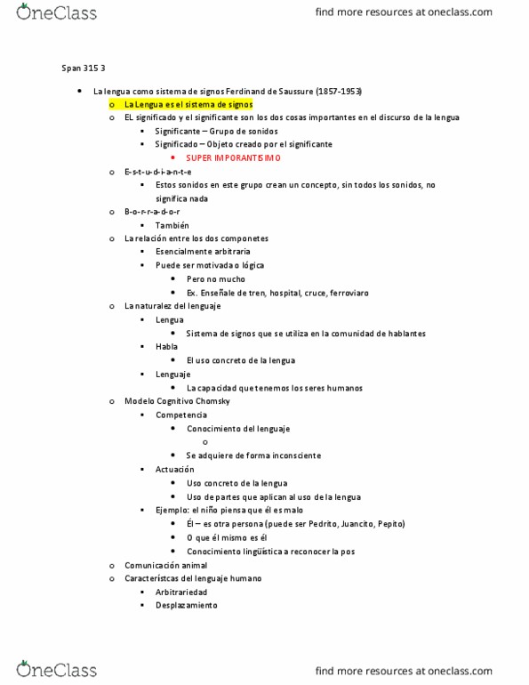 SPAN 305 Lecture Notes - Lecture 3: El Sistema, Noam Chomsky, El Problema thumbnail