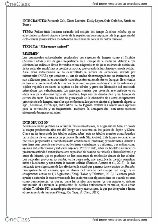 CAS BI 107 Lecture Notes - Lecture 18: Shiitake, Lentinan, El Sistema thumbnail