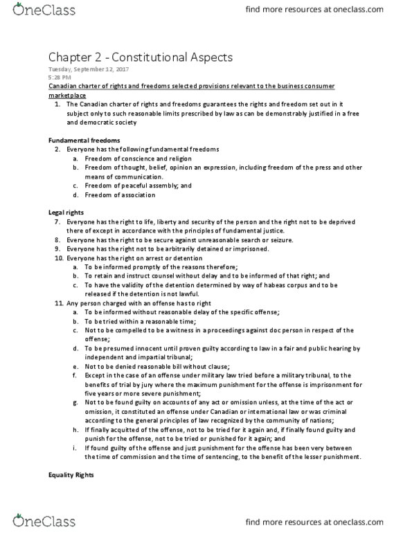 LAW 525 Lecture Notes - Lecture 2: Fundamental Justice, Combines Investigation Act, Ultra Vires thumbnail