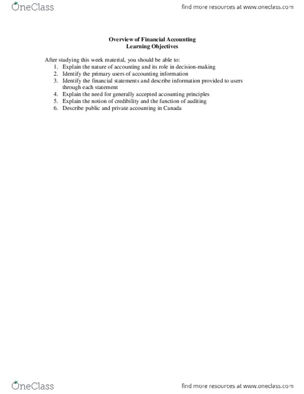 COMMERCE 1BA3 Lecture Notes - Net Income, International Accounting Standards Committee, Cash Flow Statement thumbnail