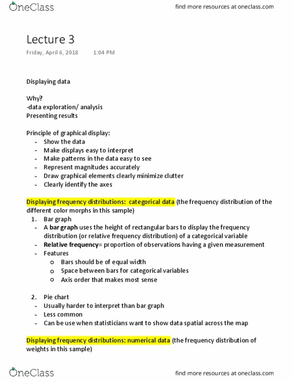 EEMB 146 Lecture Notes - Lecture 3: Bar Chart, Pie Chart, Frequency Distribution thumbnail