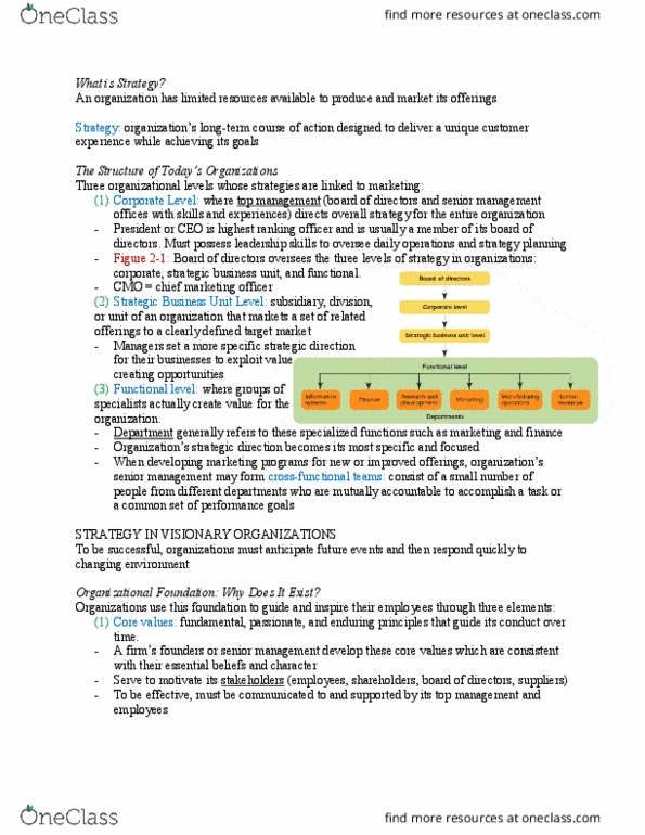 MGT 103 Chapter Notes - Chapter 2: Strategic Business Unit, Marketing Performance Measurement And Management thumbnail