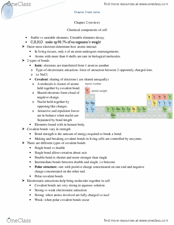 BIO206H5 Chapter Notes - Chapter 2: Phospholipid, Bond Length, Organic Compound thumbnail