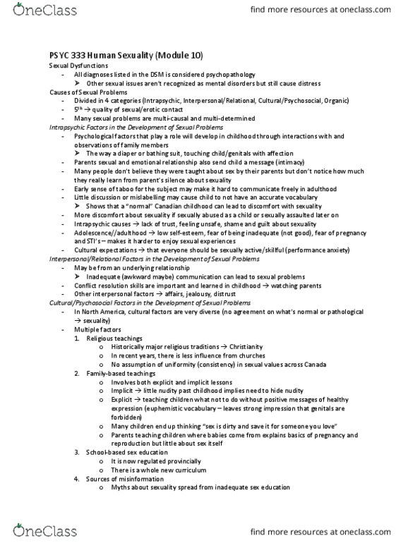 PSYC 235 Lecture Notes - Lecture 10: Persistent Genital Arousal Disorder, Erectile Dysfunction, Cyproterone Acetate thumbnail