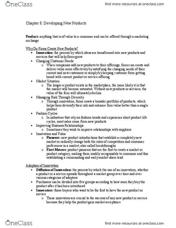 ADM 2320 Chapter Notes - Chapter 8: Voice Of The Customer, Marketing Mix, Brainstorming thumbnail