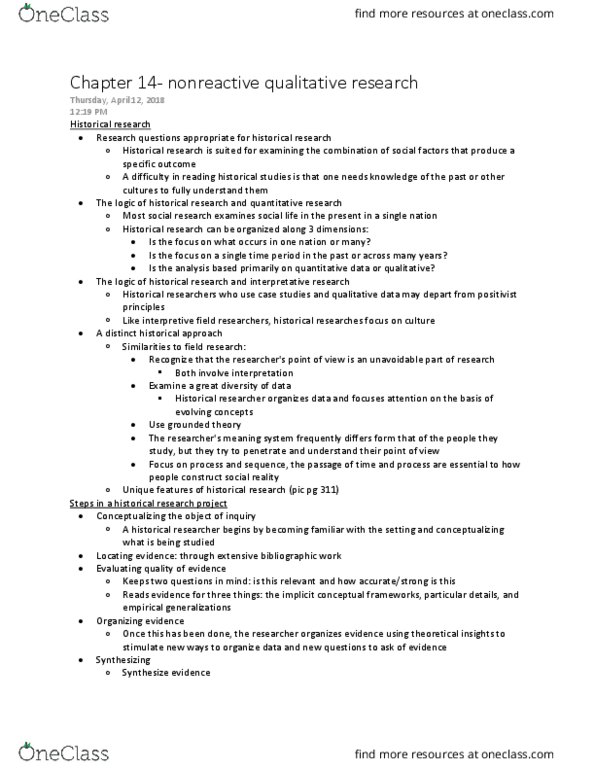 Sociology 2206A/B Chapter Notes - Chapter 14: Grounded Theory, Discourse Analysis, Content Analysis thumbnail