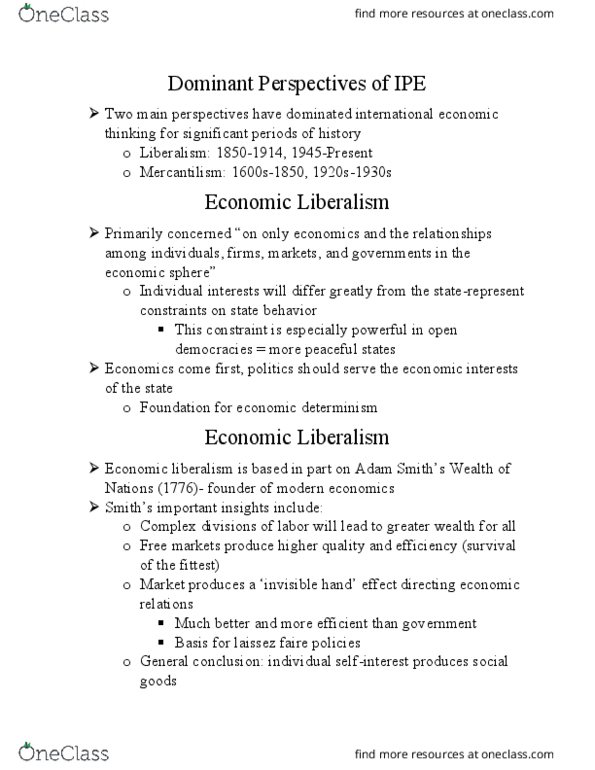 PSC 116 Lecture Notes - Lecture 14: Economic Liberalism, Economic Determinism, Invisible Hand thumbnail