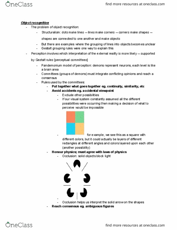 PSYC 212 Lecture Notes - Lecture 8: Principles Of Grouping, Outline Of Object Recognition, Color Vision thumbnail