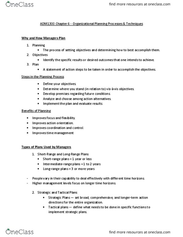 ADM 1300 Lecture 6: ADM1300 Chapter 6 - Notes thumbnail