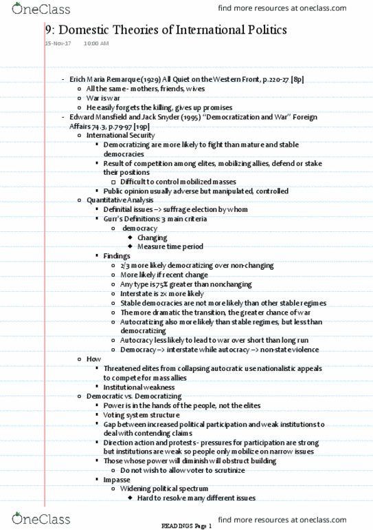 POL208Y1 Chapter Notes - Chapter 9: Erich Maria Remarque, Autocracy, Voting System thumbnail