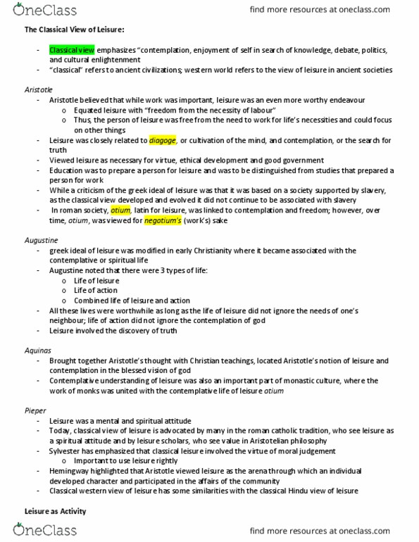 REC100 Lecture Notes - Lecture 1: Ernest Hemingway, Early Christianity, Mihaly Csikszentmihalyi thumbnail