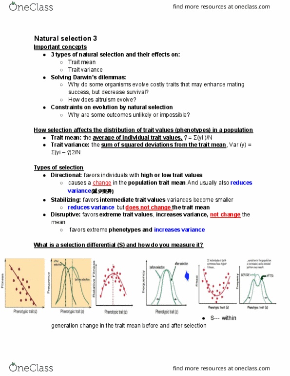 BIS 2B Lecture Notes - Lecture 11: Squared Deviations From The Mean, Disruptive Selection, Stabilizing Selection thumbnail