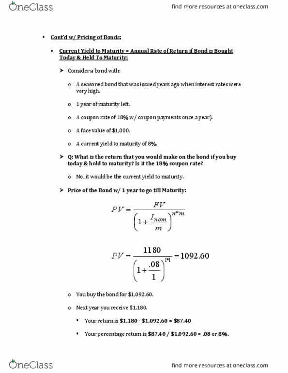 FIN 260 Lecture Notes - Lecture 32: Current Yield, Economic Equilibrium, Liquidity Risk thumbnail