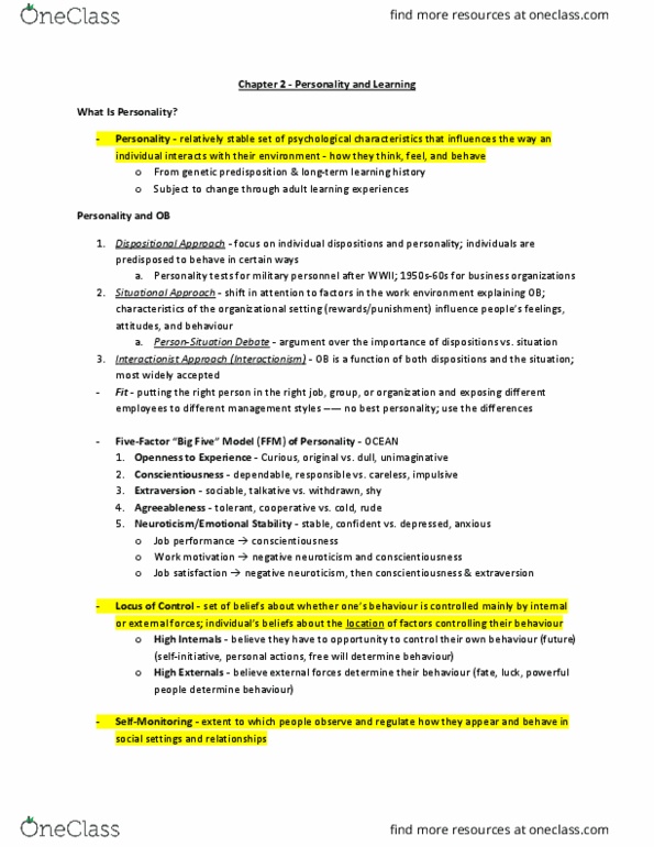 COMMERCE 1BA3 Lecture Notes - Lecture 2: Conscientiousness, Job Satisfaction, Work Motivation thumbnail