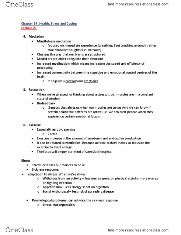 PSYA02H3 Lecture Notes - Lecture 21: Biofeedback, Endorphins, Psychosomatic Medicine thumbnail