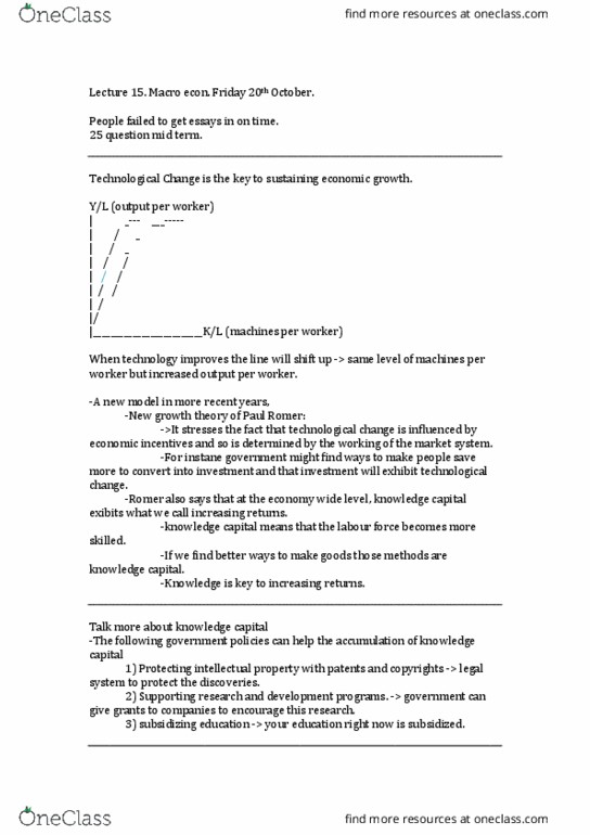 ECON 203 Lecture Notes - Lecture 15: Aggregate Demand, Paul Romer, This Is The End thumbnail