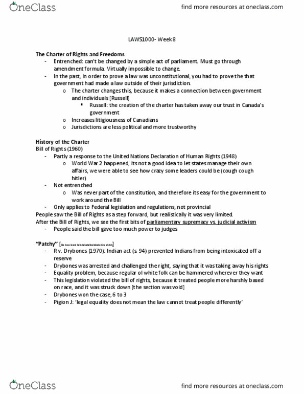 LAWS 1000 Lecture Notes - Lecture 8: Reverse Onus, Rebuttable Presumption, Charlottetown Accord thumbnail