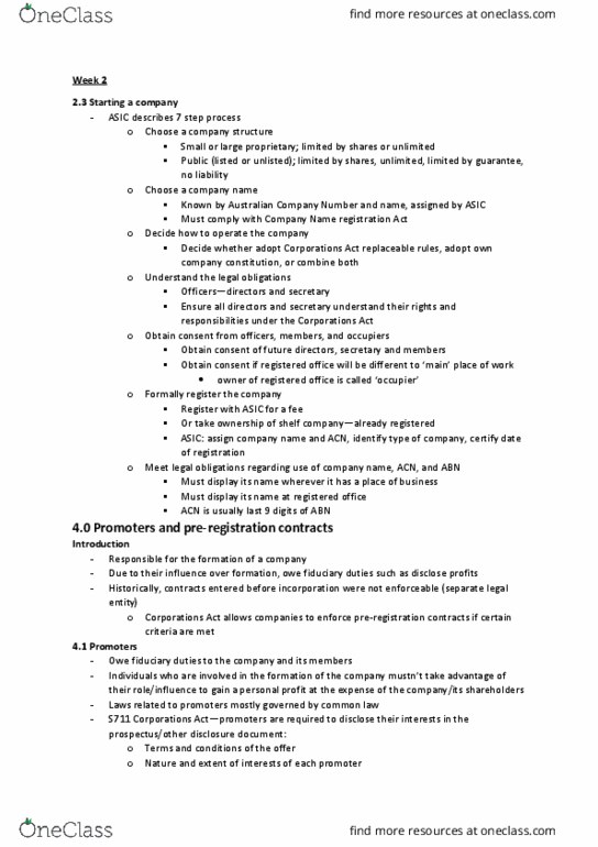 AYB230 Lecture Notes - Lecture 2: Negotiable Instrument, Constructive Notice, Shelf Corporation thumbnail