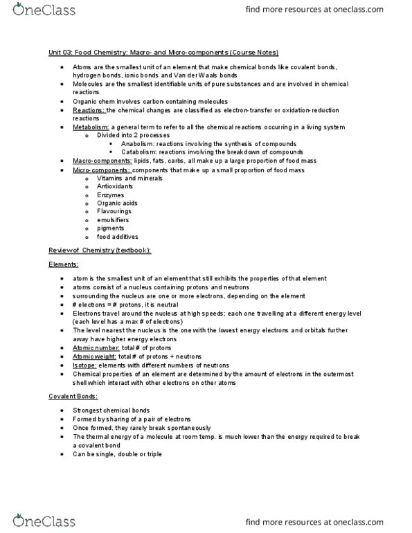 FOOD 2010 Lecture Notes - Lecture 3: Molybdenum, Catabolism, Xeroderma thumbnail