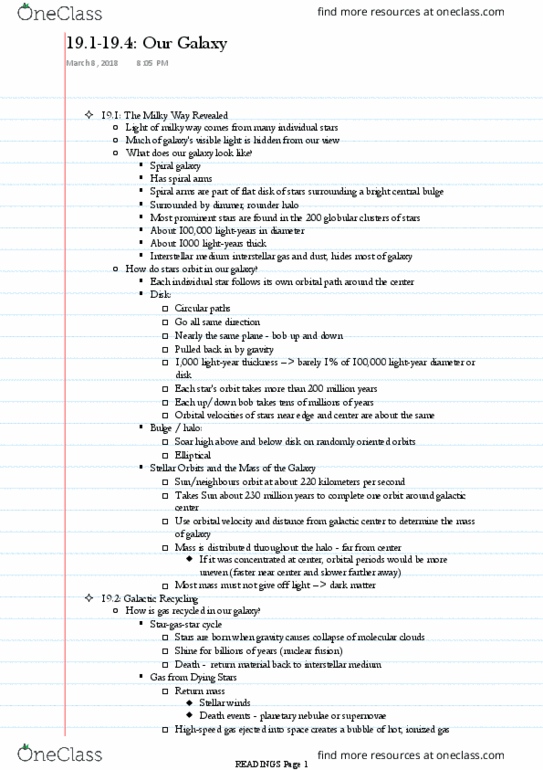 AST201H1 Chapter Notes - Chapter 19.1-19.4: Event Horizon, Density Wave Theory, Subatomic Particle thumbnail