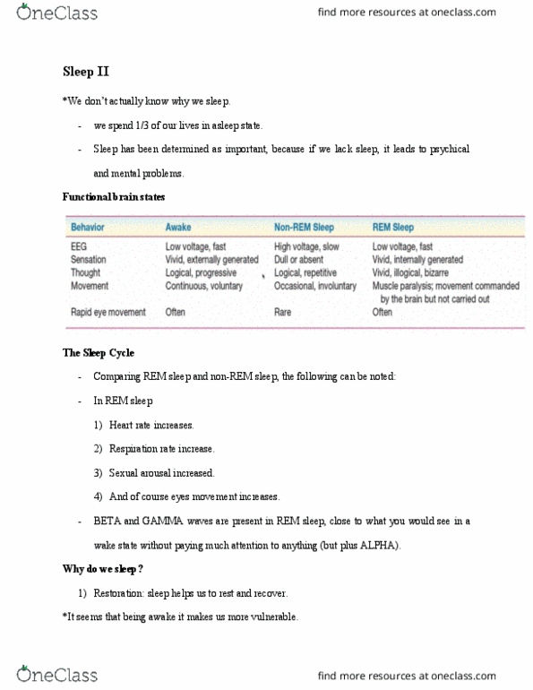 PSYO 2470 Lecture Notes - Lecture 12: Occipital Lobe, Slow-Wave Sleep, Reticular Formation thumbnail