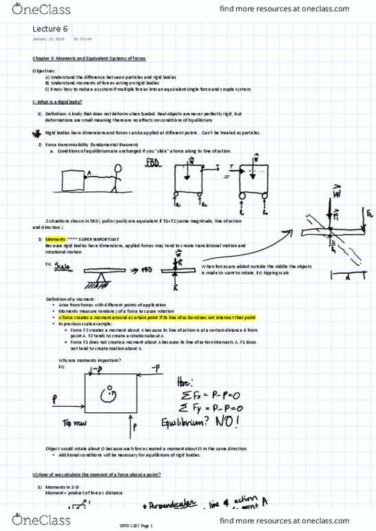 GNG 1105 Lecture Notes - Lecture 6: Sign Convention, Harmonic Oscillator, Rigid Body thumbnail