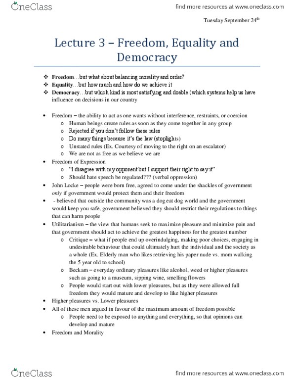 PO111 Lecture Notes - Lecture 3: Cultural Relativism, Gardiner Expressway, Negative Liberty thumbnail